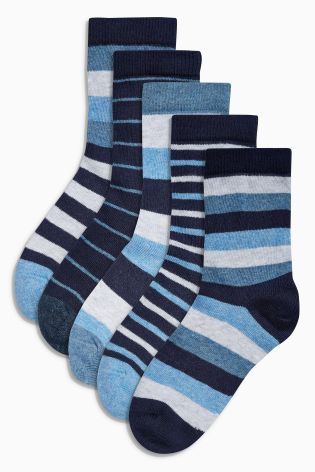 Blue Stripe Socks Five Pack (Older Boys)